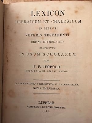 Seller image for Lexicon Hebraicum et Chaldaicum in libros veteris Testamenti for sale by Librairie des Possibles