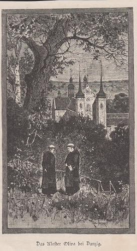 Orig. Holzstich: Das KLoster Oliva bei Danzig.