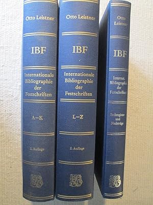 Imagen del vendedor de Internationale Bibliographie der Festschriften von den Anfngen bis 1979 : Band 1. - 2. - 3. [A-K; L-Z; Sachregister ] a la venta por Expatriate Bookshop of Denmark