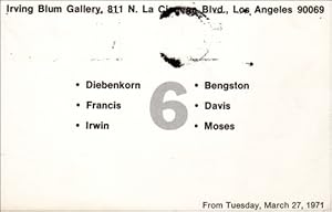 Image du vendeur pour Diebenkorn / Francis / Irwin / Bengston / Davis / Moses mis en vente par Specific Object / David Platzker