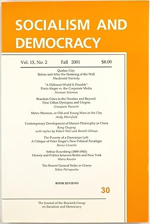 Socialism and Democracy Vol. 15, No. 2, Fall 2001