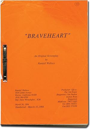 Bild des Verkufers fr Braveheart (Original screenplay for the 1995 film) zum Verkauf von Royal Books, Inc., ABAA