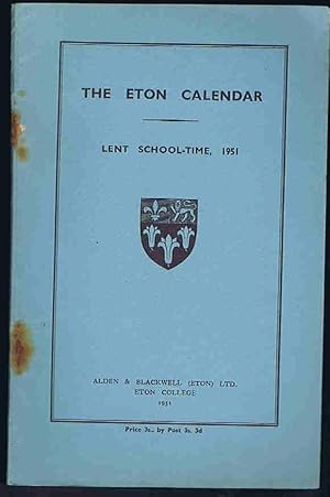 Imagen del vendedor de The Eton Calendar Lent School-Time 1951 a la venta por Lazy Letters Books