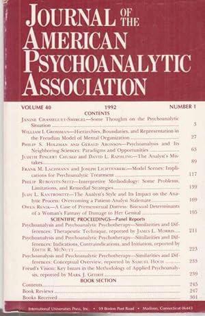 Bild des Verkufers fr Journal of the American Psychoanalytic Association. Number 1. Volume 40; 1992. zum Verkauf von Fundus-Online GbR Borkert Schwarz Zerfa