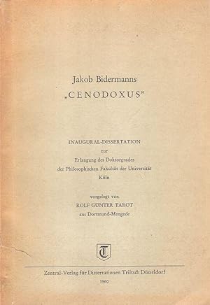 Imagen del vendedor de Jakob Bidermanns "Cenodoxus". (Dissertation). a la venta por Brbel Hoffmann