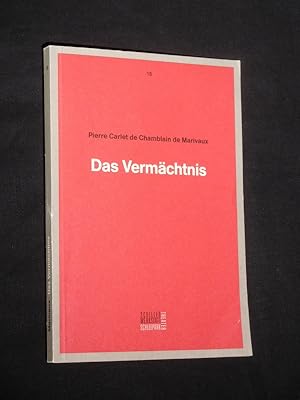 Imagen del vendedor de Programmbuch 18 Schiller-Theater Werkstatt 1990/91. DAS VERMCHTNIS von Marivaux. Insz.: Gnther Gerstner, Bhnenbild/Kostme: Marcel Keller. Mit Lieselotte Rau, Erich Schellow, Uta Hallant, Peter Matic, Therese Hmer, Wolfgang Pregler (mit Stckabdruck) a la venta por Fast alles Theater! Antiquariat fr die darstellenden Knste