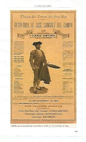 Image du vendeur pour LAMINA COSSIO 51273: Cartel de toros de la despedida de Cara-Ancha 1894 mis en vente par EL BOLETIN