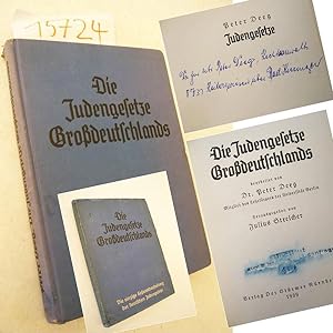 Die Judengesetze Großdeutschlands, bearbeitet von Dr. Peter Deeg (Mitglied des Lehrkörpers der Un...