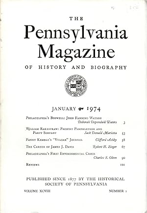 Seller image for The Pennsylvania Magazine of History and Biography, Volume XCVIII, No.1: January, 1974 for sale by Dorley House Books, Inc.