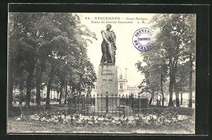 Carte postale Vincennes / Cours Marigny, Statue du General Daumesnil