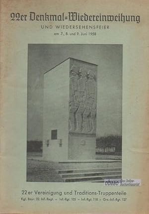 22er Denkmal-Wiedereinweihung und Wiedersehensfeier am 7., 8. und 9. Juni 1958