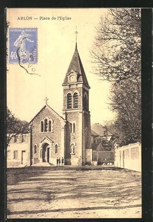 Carte postale Ablon, Place de l'Eglise, vue sur l'Église