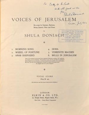 Voices of Jerusalem. Six songs for soprano, baritone, string quartet, oboe and piano. Vocal score