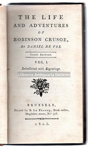 Bild des Verkufers fr The Life and Aventures of Robinson Crusoe. Cook's Edition. zum Verkauf von Llibreria Antiquria Delstres