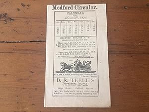 MEDFORD CIRCULAR. CALENDAR FOR DECEMBER, 1874 (Medford Branch Railroad Timetable)
