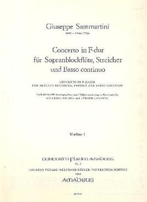 Bild des Verkufers fr Concerto F-Dur frSopranblockflte, Streicher und Bc : Streicherset (3-3-2-3) zum Verkauf von AHA-BUCH GmbH