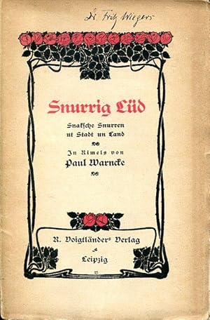 Imagen del vendedor de Snurrig Ld. Snaksche Snurren ut Stadt un Land. In Rimels. a la venta por Antiquariat & Buchhandlung Rose