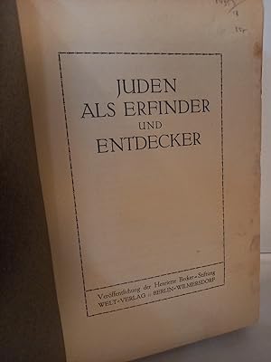 Juden als Erfinder und Entdecker. Veröffentlichung der Henriette Becker-Stiftung.
