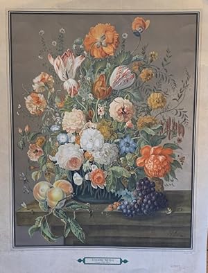 Bild des Verkufers fr [Blumenbukett mit Weintrauben]. Chromolithographie von Fernand Mourlot nach dem Gemlde von Joseph Nigg, um 1940. Blattgre 78,5 x 59 cm, Bildgre 63,5 x 49,5 cm. zum Verkauf von Antiquariat Gertrud Thelen