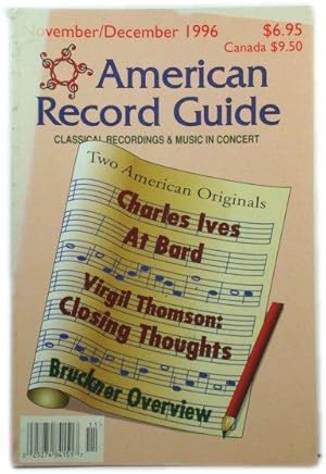 Imagen del vendedor de American Record Guide: Independent Critics Review Classical Recordings and Music in Concert: Vol. 59, No. 6, November/December 1996 a la venta por PsychoBabel & Skoob Books