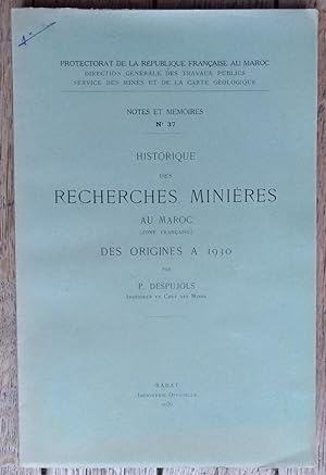 Historique des RECHERCHES GÉOLOGIQUES au MAROC (zône Française)