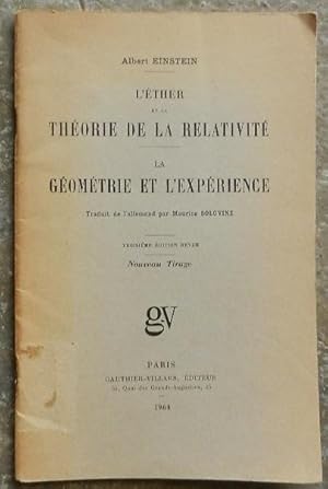 L'Ether et la théorie de la relativité.