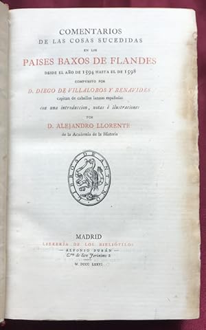 Imagen del vendedor de Comentarios de las cosas sucedidas en los Paises Baxos de Flandes desde el ao de 1594 hasta el de 1598 a la venta por Libreria Anticuaria Camino de Santiago