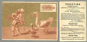 Seller image for VICTORIAN TRADE CARD FOR VEGETINE WITH BOY PLAYING FIDDLE FOR DUCKS for sale by Gibson's Books