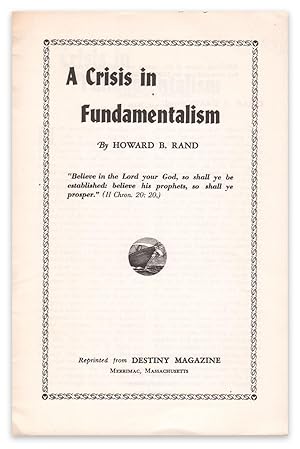 Seller image for A Crisis in Fundamentalism for sale by D. Anthem, Bookseller