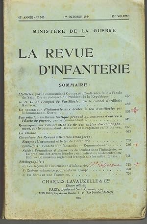 La revue d'infanterie 43è année - n° 505 - Octobre1934 - 85è volume