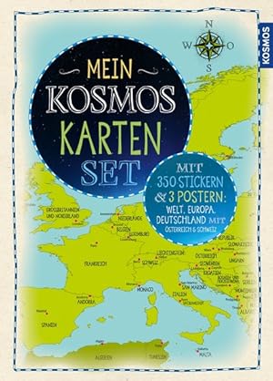 Mein KOSMOS Karten Set 3 Poster + 350 Sticker: Welt, Europa, Deutschland + Österreich und Schweiz