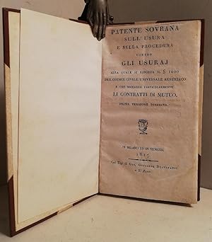 Patente sovrana sull'usura e sulla procedura contro gli usuraj alla quale si riporta il § 1000 de...