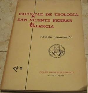 FACULTAD DE TEOLOGIA SAN VICENTE FERRER DE VALENCIA. ACTO DE INAUGURACIÓN