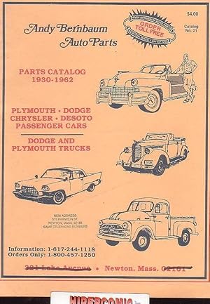 ANDY BERNBAUM AUTO PARTS, PARTS CATALOG 1930 - 1962 ( EDICION EN INGLES ) - coche clasico