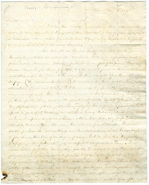 [AUTOGRAPH LETTER, SIGNED, FROM H.M. BRACKENRIDGE TO RICHARD S. COXE]