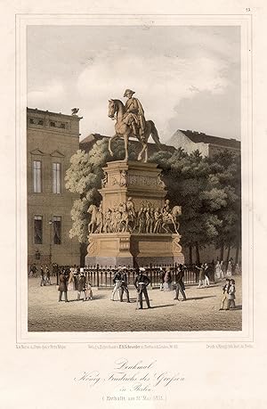 Bild des Verkufers fr Denkmal Knig Friedrich des Groen in Berlin ( Enthllt am 31. Mai 1851). zum Verkauf von Antiquariat Clemens Paulusch GmbH