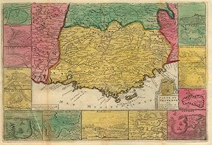Kupferstich- Karte, von Daniel de la Feuille bei Ratelband Erben, "Carte de Provence avec ses con...