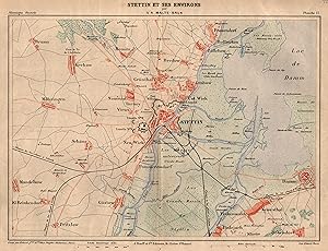 Lithografie- Karte, ( in Farblitho. ), b. Malte-Brun, "Stettin Et Ses Environs".