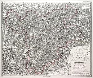 Bild des Verkufers fr Kupferstich- Karte, n. Berghaus b. Perthes, "Grafschaft Tyrol und Vorarlberg". zum Verkauf von Antiquariat Clemens Paulusch GmbH