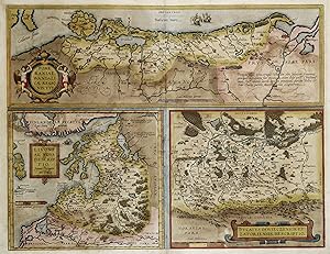 Kupferstich- Karte, aus Ortelius m. 3 Karten auf 1 Blatt, "Pomeraniae, Wandalicae regionis typ.";...