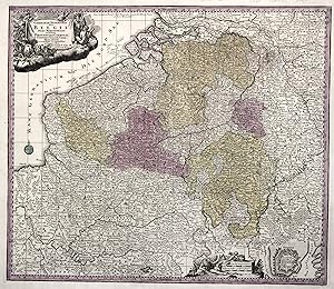 Kupferstich- Karte, b. M. Seutter, "Germaniae Inferioris Belgii pars meridionalis exhibens X Prov...