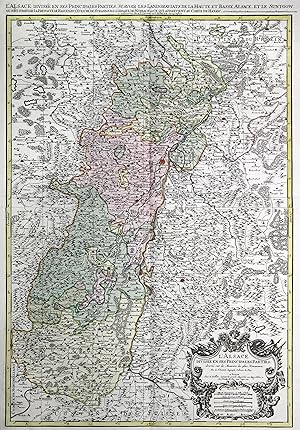 Bild des Verkufers fr Kupferstich- Karte, von 2 Platten gedruckt und bereits zusammengesetzt, n. Sanson fr Jaillot, Ausgabe Covens und Mortier, "L'Alsace, divise en ses Principales Parties .". zum Verkauf von Antiquariat Clemens Paulusch GmbH