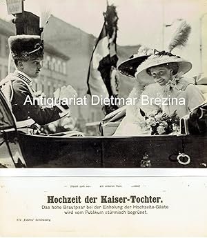 Orig.-Foto: Hochzeit der Kaiser-Tochter. Das hohe Brautpaar bei der Einholung der Hochzeits-Gäste...