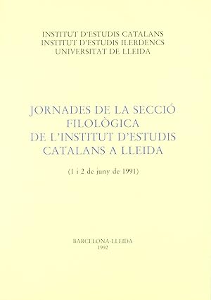 Bild des Verkufers fr Jornades de la Secci Filolgica a Lleida: 1 i 2 de juny de zum Verkauf von Imosver