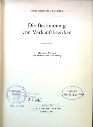 Seller image for Die Bestimmung von Verkaufsbezirken for sale by books4less (Versandantiquariat Petra Gros GmbH & Co. KG)