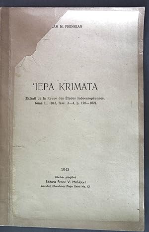 Immagine del venditore per Iepa Krimata; Extrait de la Revue des tudes Indoeuropennes; venduto da books4less (Versandantiquariat Petra Gros GmbH & Co. KG)