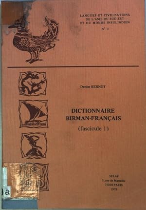 Bild des Verkufers fr Dictionnaire Birman-Francais (fascicule 1). zum Verkauf von books4less (Versandantiquariat Petra Gros GmbH & Co. KG)