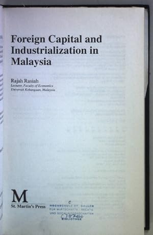 Imagen del vendedor de Foreign Capital and Industrialization in Malaysia. a la venta por books4less (Versandantiquariat Petra Gros GmbH & Co. KG)