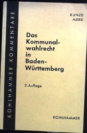 Bild des Verkufers fr Das Kommunalwahlrecht in Baden-Wrttemberg zum Verkauf von books4less (Versandantiquariat Petra Gros GmbH & Co. KG)