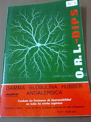 Imagen del vendedor de GAMMA GLOBULINA HUBBER ANTIALERGICA O.R.L. DIPS N 6 NOVIEMBRE DICIEMBRE OTORRINOLARINGOLOGIA TDK82 a la venta por TraperaDeKlaus